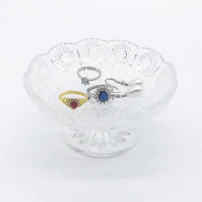 Small Flower Ring Dish Jewelry Tray, Glass Jewelry Dish, Crystal Ring Holder Jewelry Plate Dish, ... | Amazon (US)