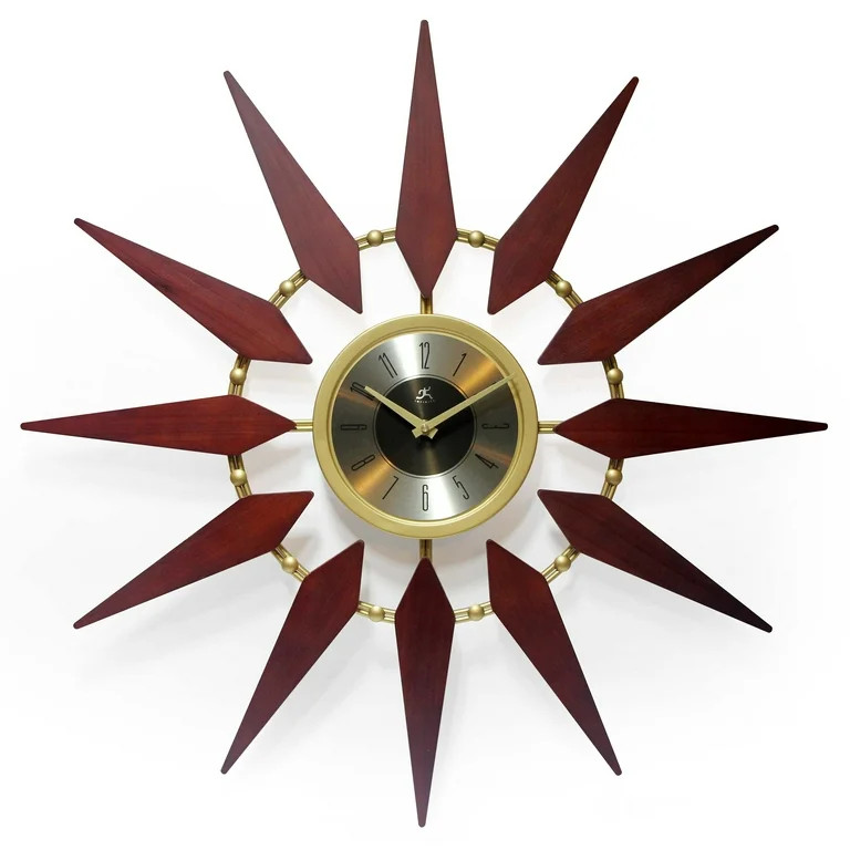 Infinity Instruments Analog Round Natural Mid-Century Wall Clock | Walmart (US)