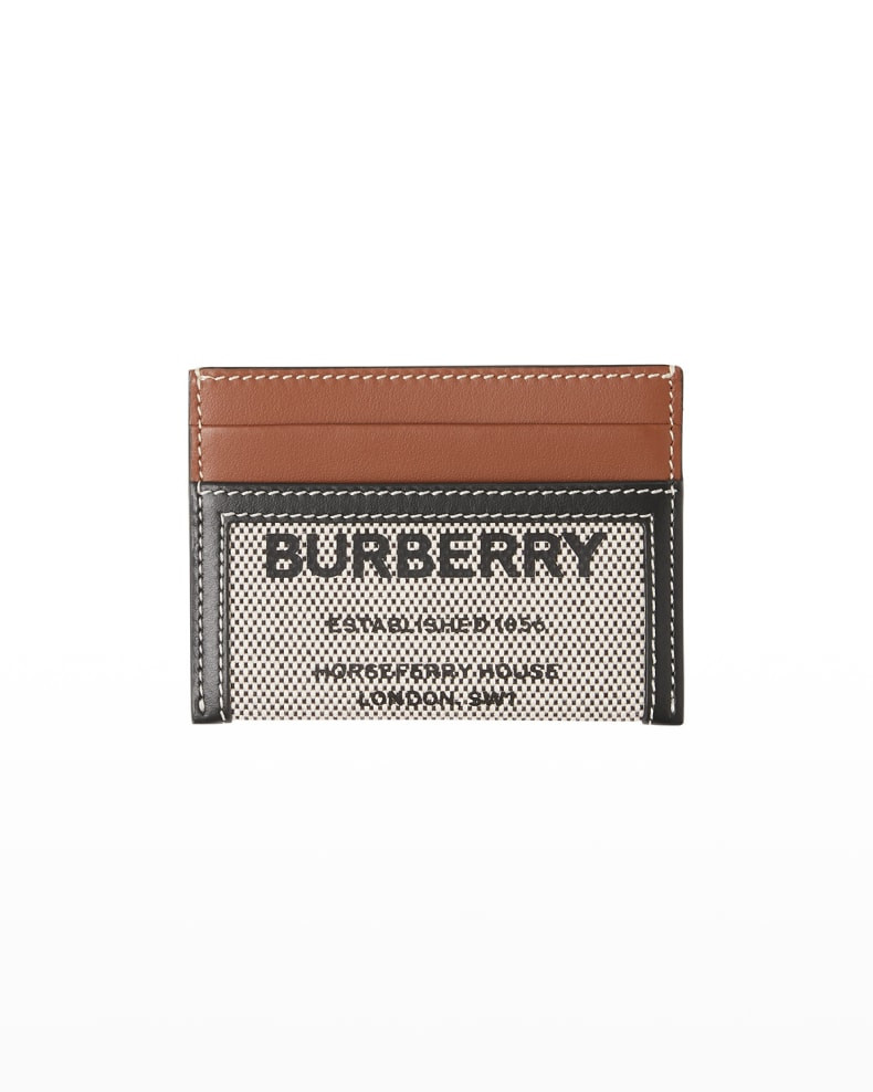 Burberry Sandon Horseferry-Print Canvas & Leather Card Case | Neiman Marcus