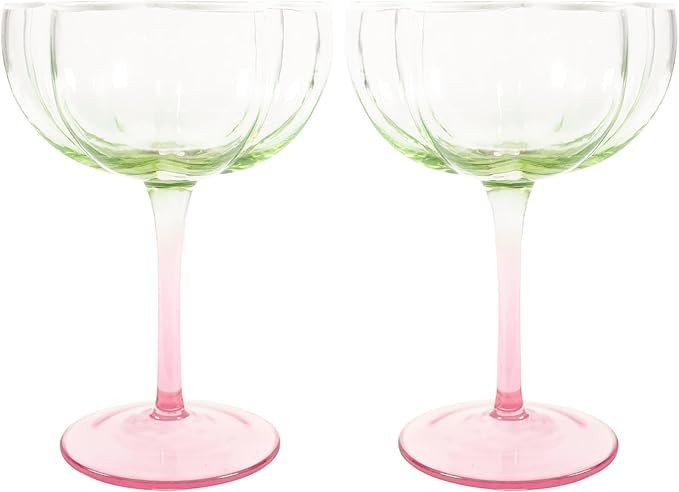 Lilly Pulitzer Unique Ridged Cocktail Glasses, Multicolor Glassware for Serving Drinks, Set of 2,... | Amazon (US)