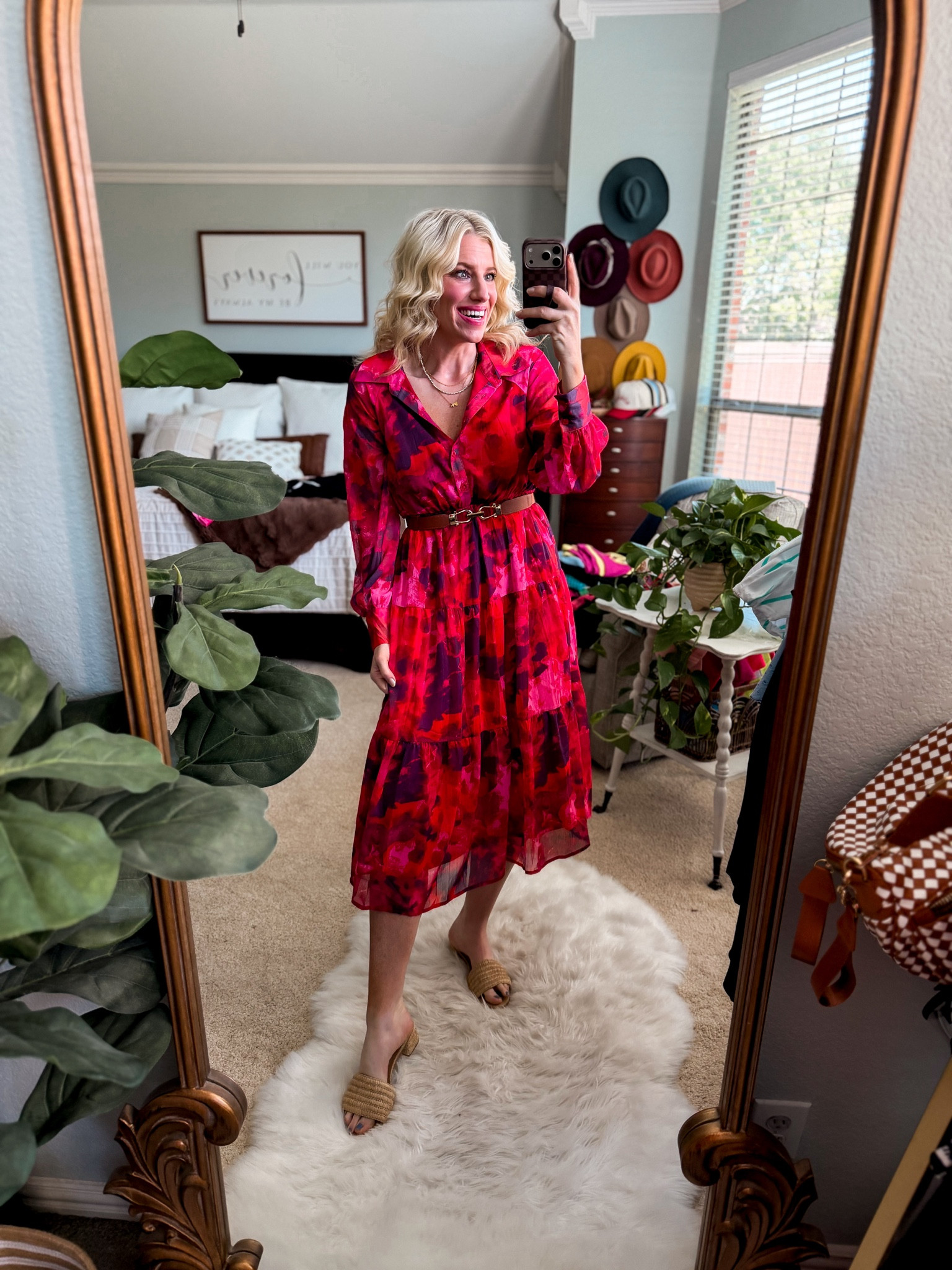 Church OOTD 
The most beautiful lined dress comes in several prints. Under $50 and fits tts 
Comes with a belt but I added a different one 

Great for Mother’s Day or workwear 

#LTKMothersDay #LTKOver40 #LTKWorkwear