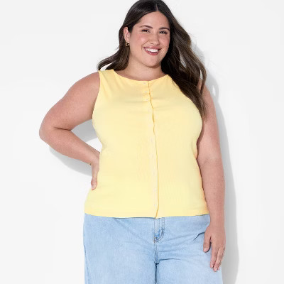 Women's Button-Front Tank Top - Wild Fable™ Yellow XXL | Target