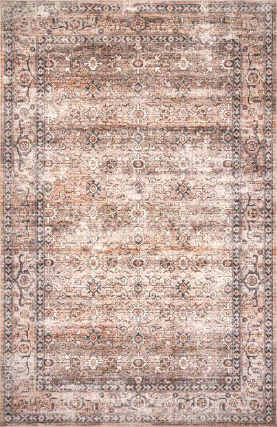 Beige Myrtle Washable Vintage 9' x 12' Area Rug | Rugs USA