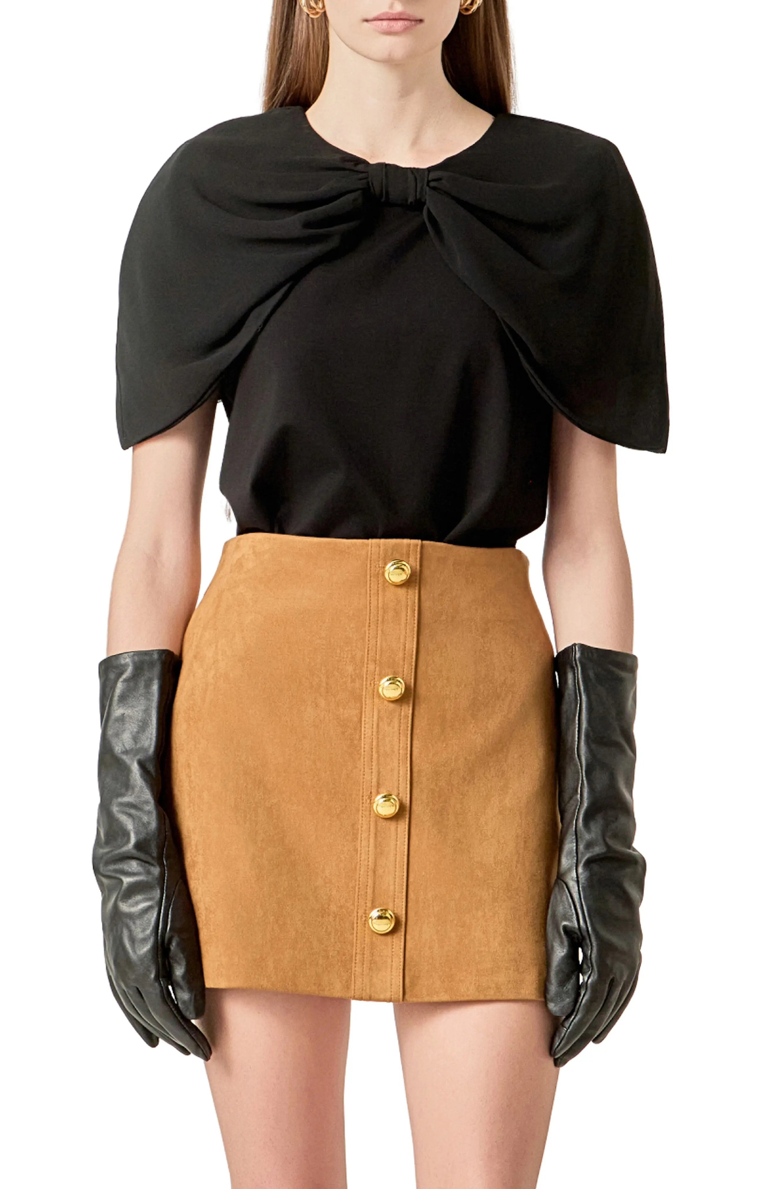 Bow Mixed Media Top (Women) | Nordstrom | Nordstrom