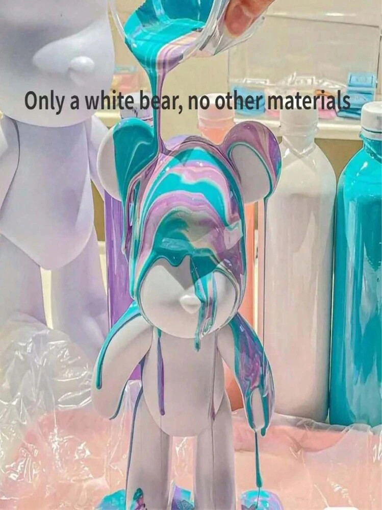 SHEIN Creative Fluid Bear Handmade DIY Painting Violent Bear Sculpture White Mold Ornament Figurine Ornaments Animal Bear Home Decor Ornaments Best Gifts Birthday | SHEIN