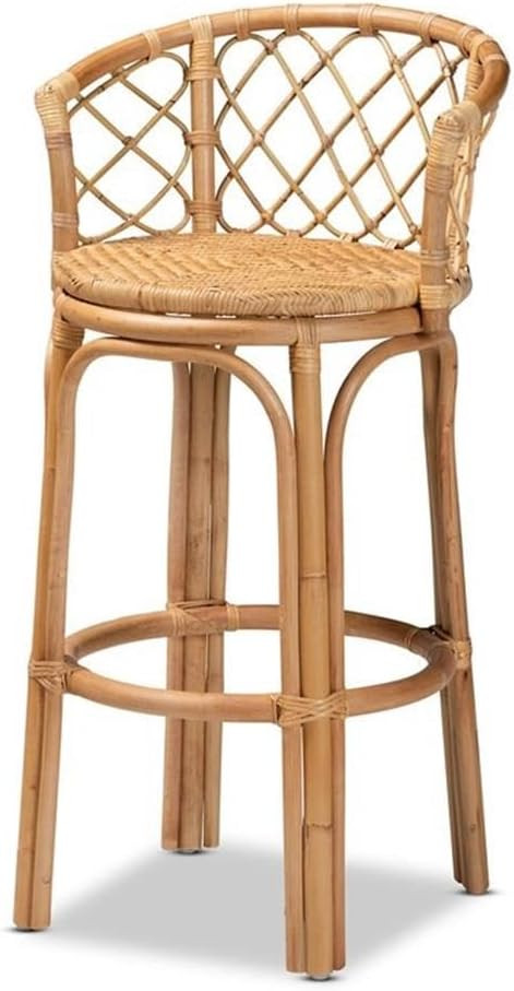 Baxton Studio Orchard Modern Bohemian Natural Brown Rattan Bar Stool | Amazon (US)