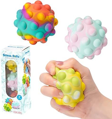 LEILIGE Pop Ball Stress It Fidget 3D Toys for Kids and Adults, Push Bubbles Sensory Squeeze Balls... | Amazon (US)
