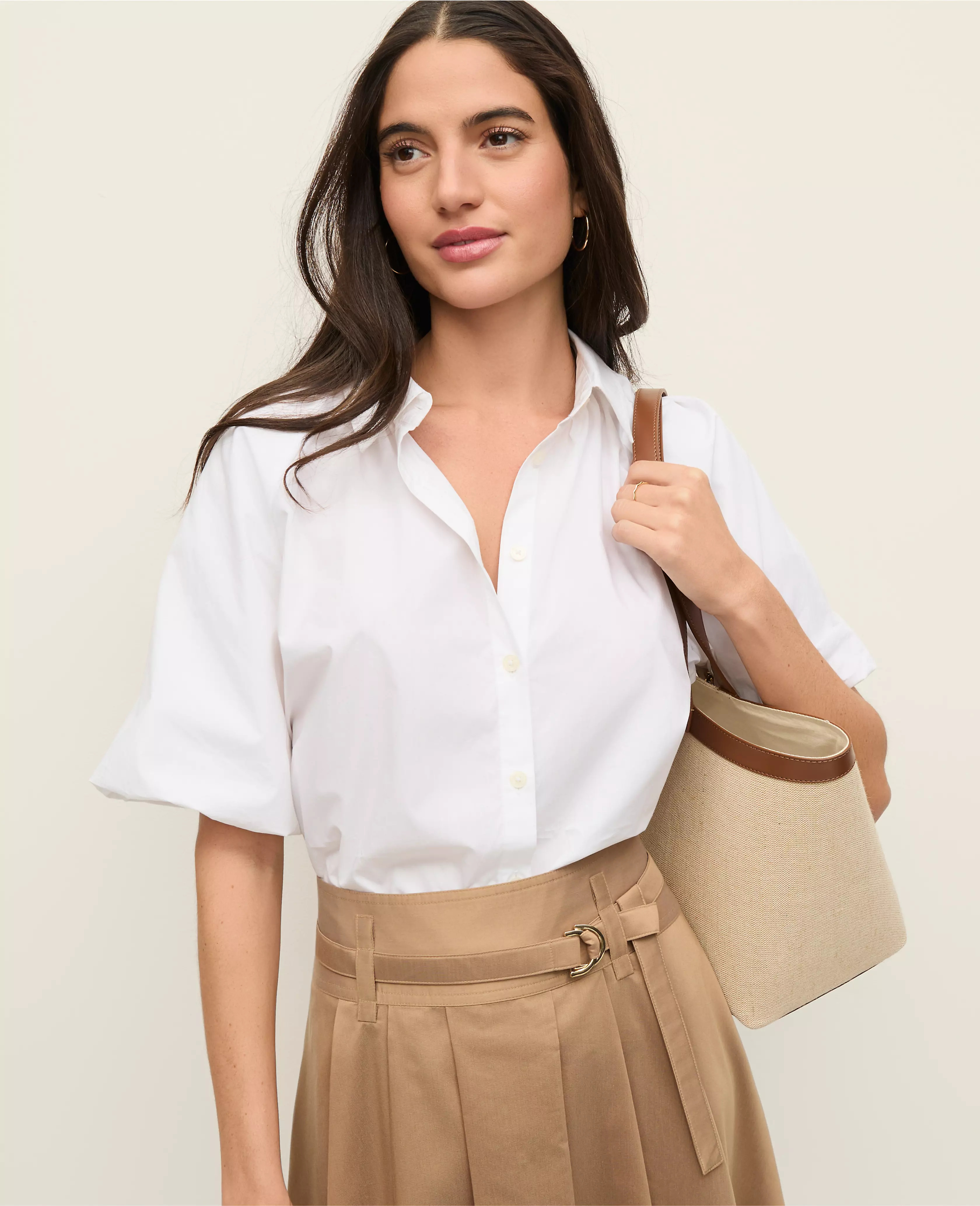 Blouson Sleeve Button Down Shirt | Ann Taylor