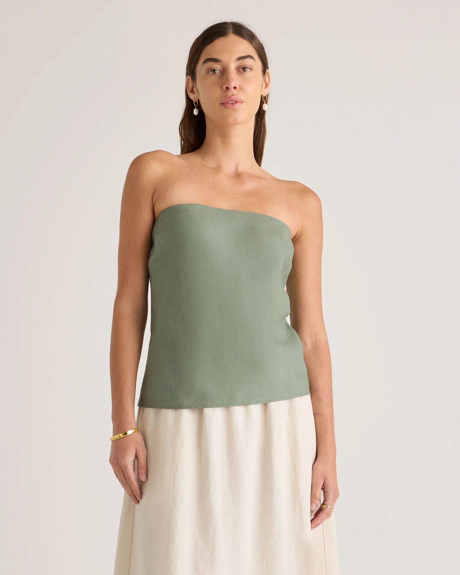 100% European Linen Strapless Top | Quince