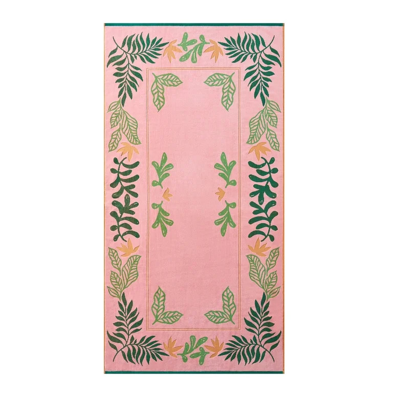 Better Homes & Gardens Cotton-Blend Beach Towel, 72 x 38 in, Pink and Green | Walmart (US)