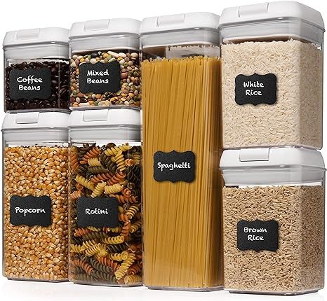 Shazo Airtight Container Set for Food Storage - 7 Piece Set + Heavy Duty Plastic - BPA Free - Air... | Amazon (US)