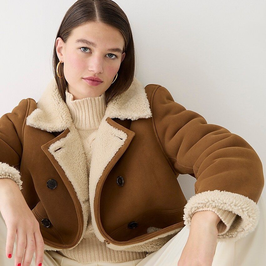 Collection double-breasted shearling coat | J.Crew US
