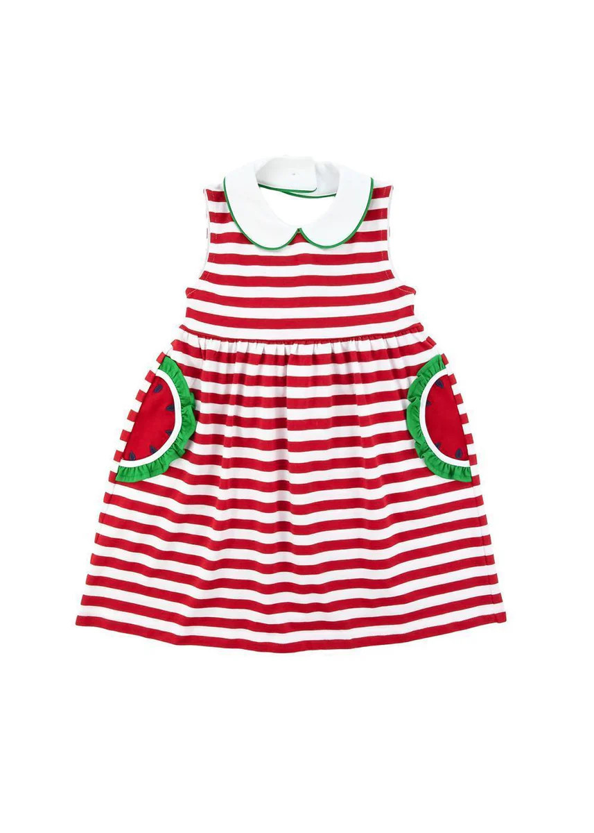 Beachside Picnic Stripe Knit Watermelon Pocket Dress | Florence Eiseman