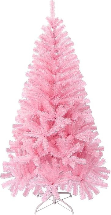 Pink Christmas Tree, 4FT Christmas Tree with Metal Stand, Artificial Pink Tree with 300 Branch Ti... | Amazon (US)