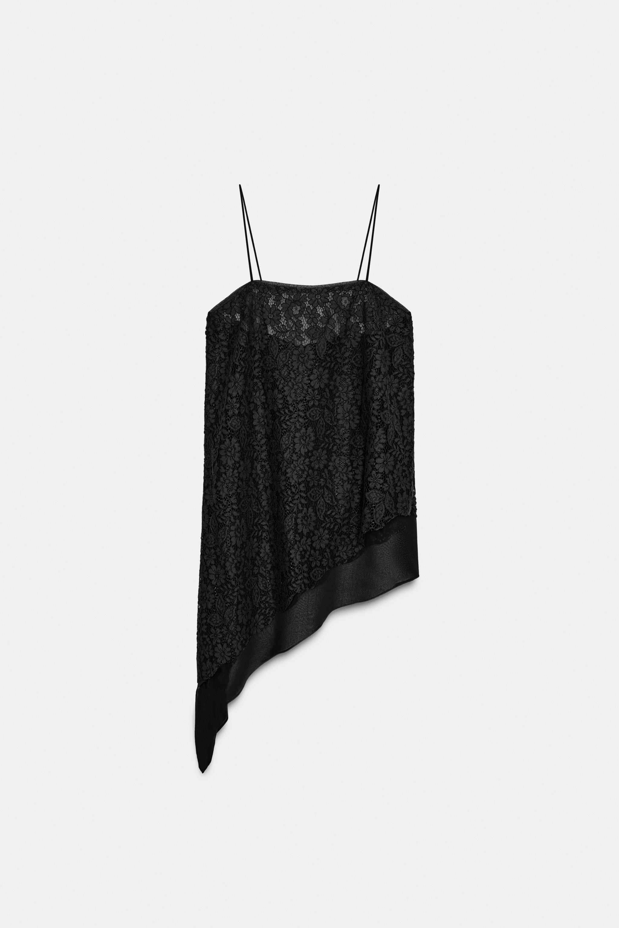 ASYMMETRIC LACE LONG TOP | Zara UK
