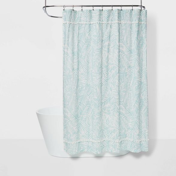 Caribbean Leaf Shower Curtain Aqua - Opalhouse&#8482; | Target
