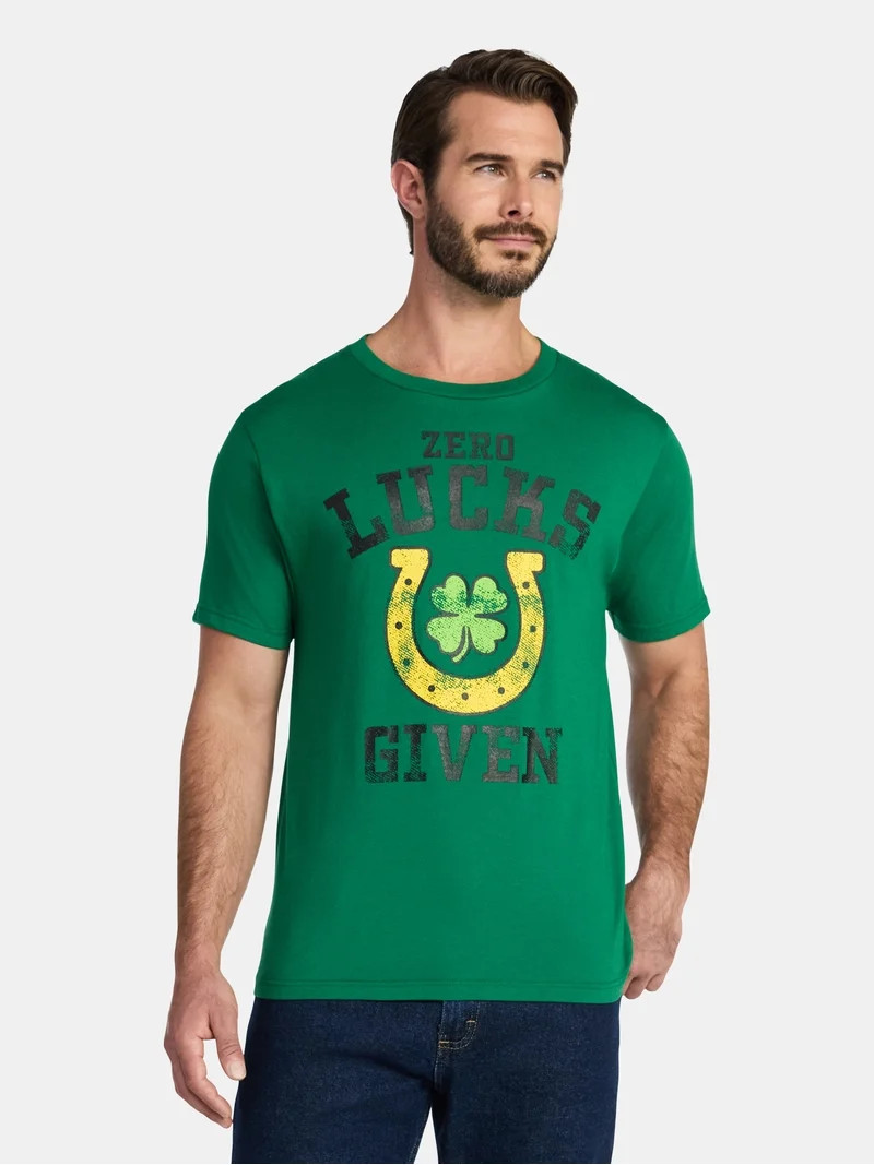 Saint Patrick's Day Men's Zero Lucks Graphic Tee by Way to Celebrate, Sizes XS-5XL | Walmart (US)