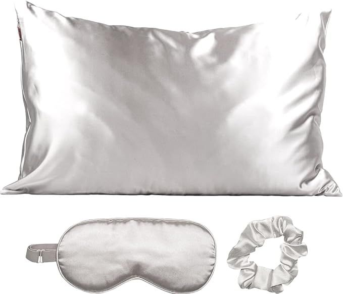 Kitsch Satin Sleep Set, Softer Than Silk Pillowcase and Eyemask Set - Includes 1 Satin Pillowcase... | Amazon (US)