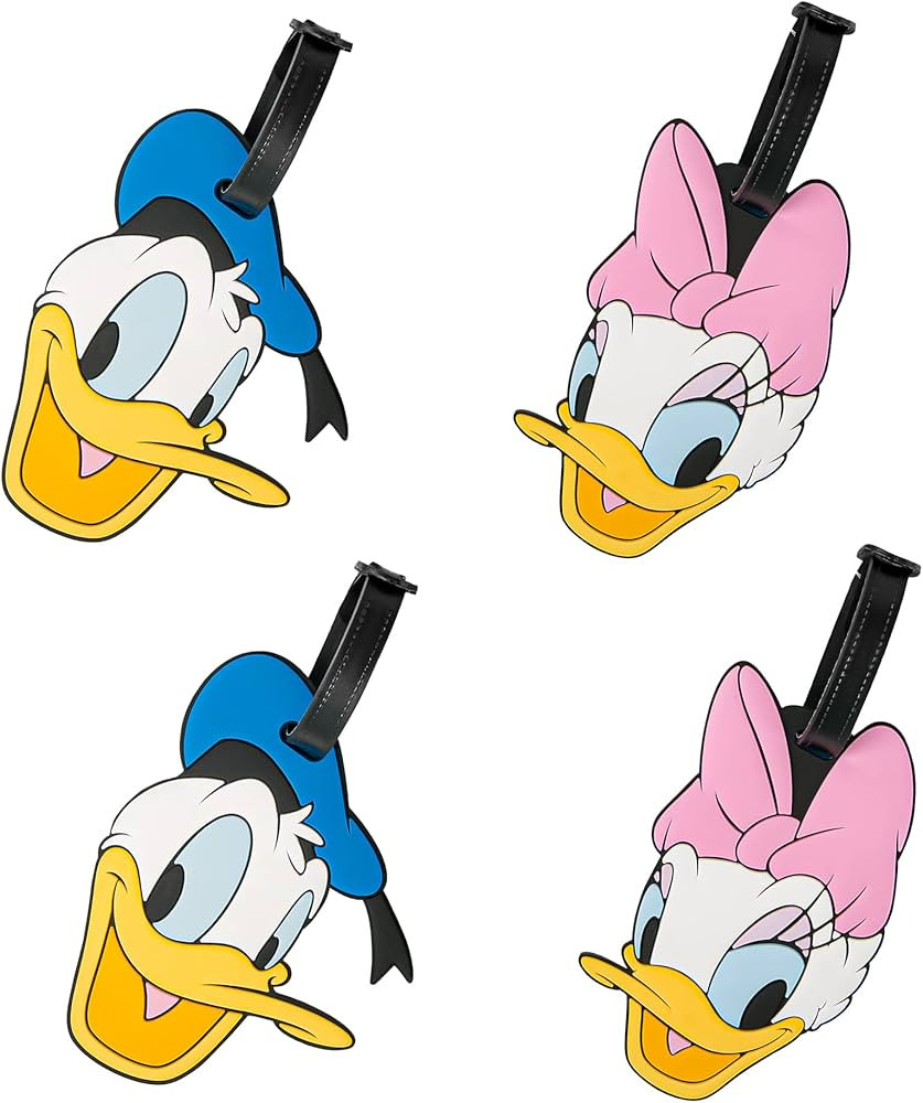Disney Donald and Daisy Duck Luggage Tags 4-Piece Set - Daisy and Donald Duck PVC Suitcase Tags -... | Amazon (US)