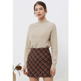 Pull col montant en laine avec fil métallique intégral en flocons d'avoine | Chicwish