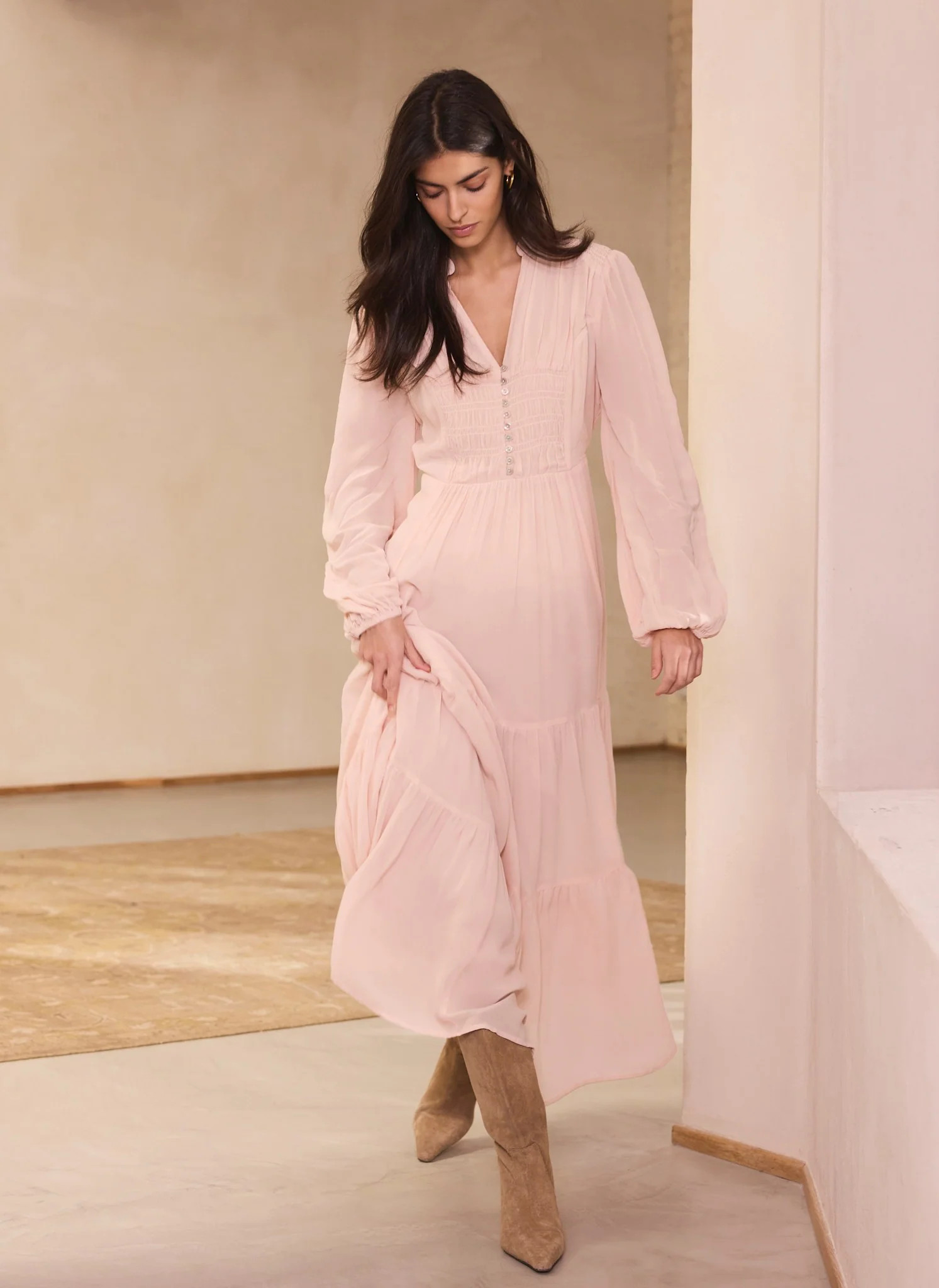 Light Pink Boho Maxi Dress | Mint Velvet