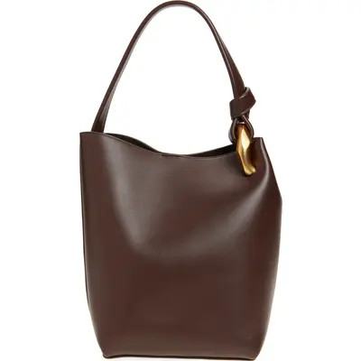 JW Anderson Small JWA Corner Leather Bucket Tote in Deep Walnut 631 at Nordstrom | Nordstrom