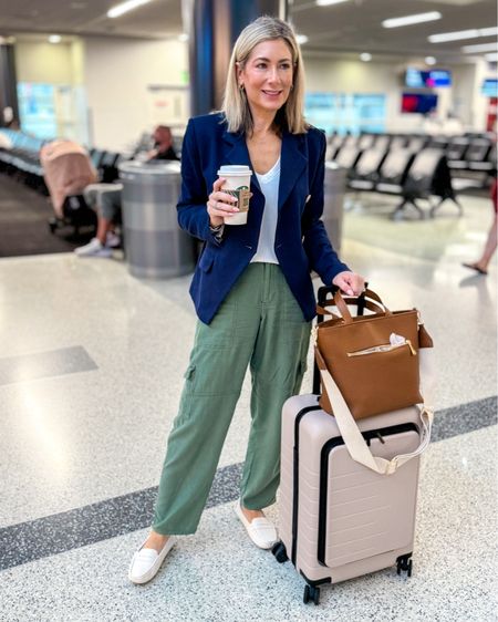 I found the most lightweight, soft, comfortable pants for summer, for travel, for everyday and if you add in this luxe white tee you have the base for an outfit that can be worn in so many places! I added this knit navy blazer to wear home on the plane from LA because it was FREEZING in LA and on the plane, then when I landed in San Antonio I took off the jacket (and switched to sandals when I got home). 

Sizing details:
Blazer-small (I wanted room to layer)
Tee-XS
Pants-size XXS (they run big & have an elastic waist)

Codes:
MARNIE10 on the blazer & tee for 10% off
MARNIE20 on the purse for 20% off

#traveloutfit, #summeroutfit #businesscasual #blazer #anthropologie #gibsonlook 

#LTKWorkwear #LTKTravel #LTKOver40