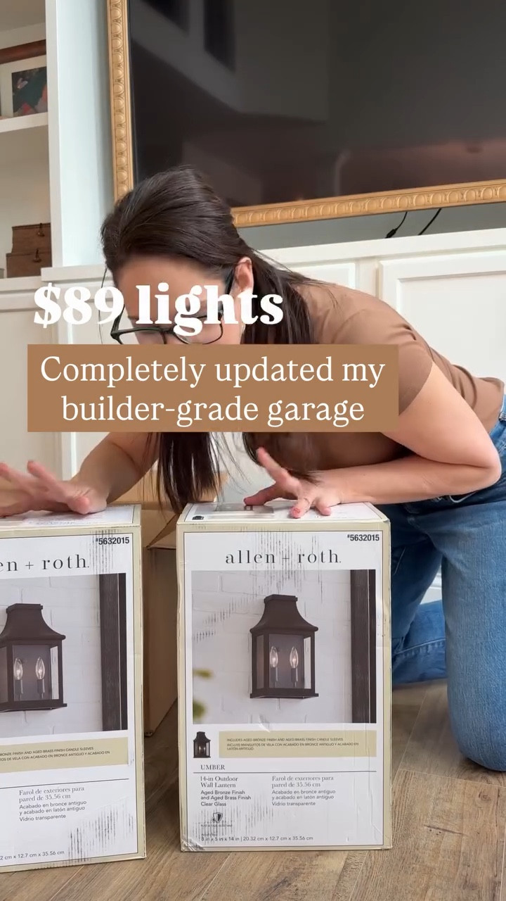 Love when one little swap changes the whole vibe. Bonus points for adding in 2 more lights flanking that middle garage door.🤌🏻 plus the kids can see to play basketball at night! I picked these up from @loweshomeimprovement , comment below and I’ll send you the link 💙