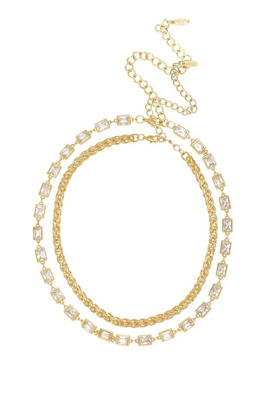 Double The Trouble Crystal & 18k Gold Plated Chain Necklace Set | Ettika