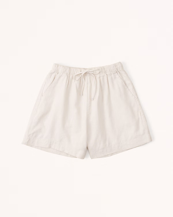 Linen-Blend Pull-On Short | Abercrombie & Fitch (US)