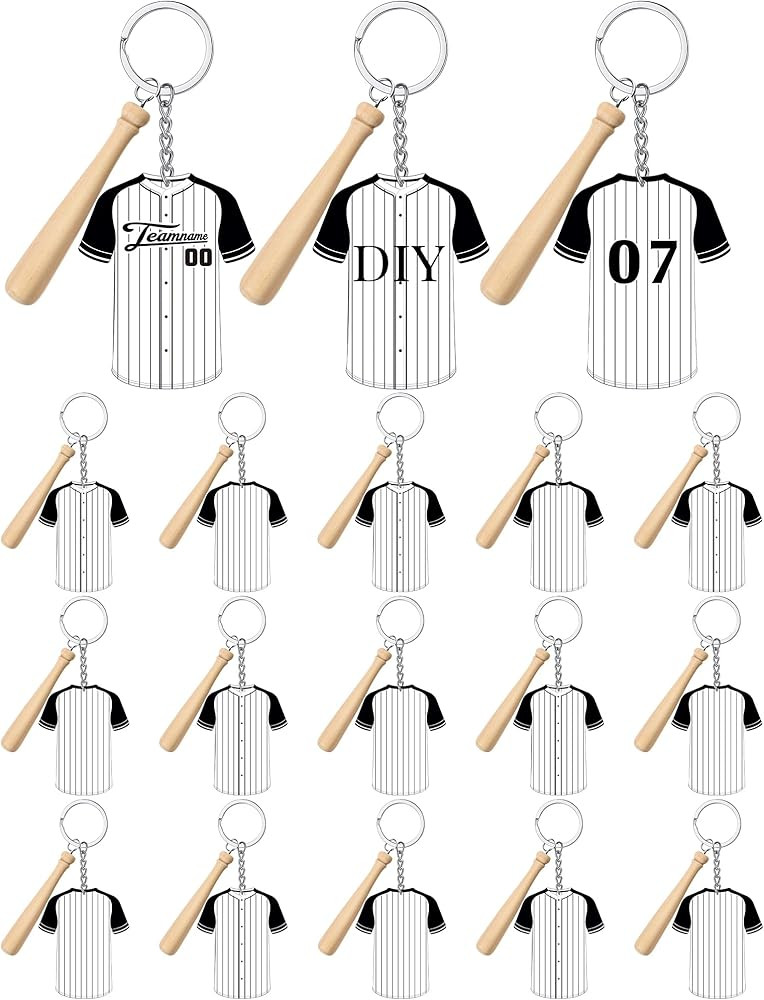 Taiyin 18 Set Large Size Baseball Jersey Acrylic Keychain Bulk Baseball Wooden Bat for Sublimatio... | Amazon (US)