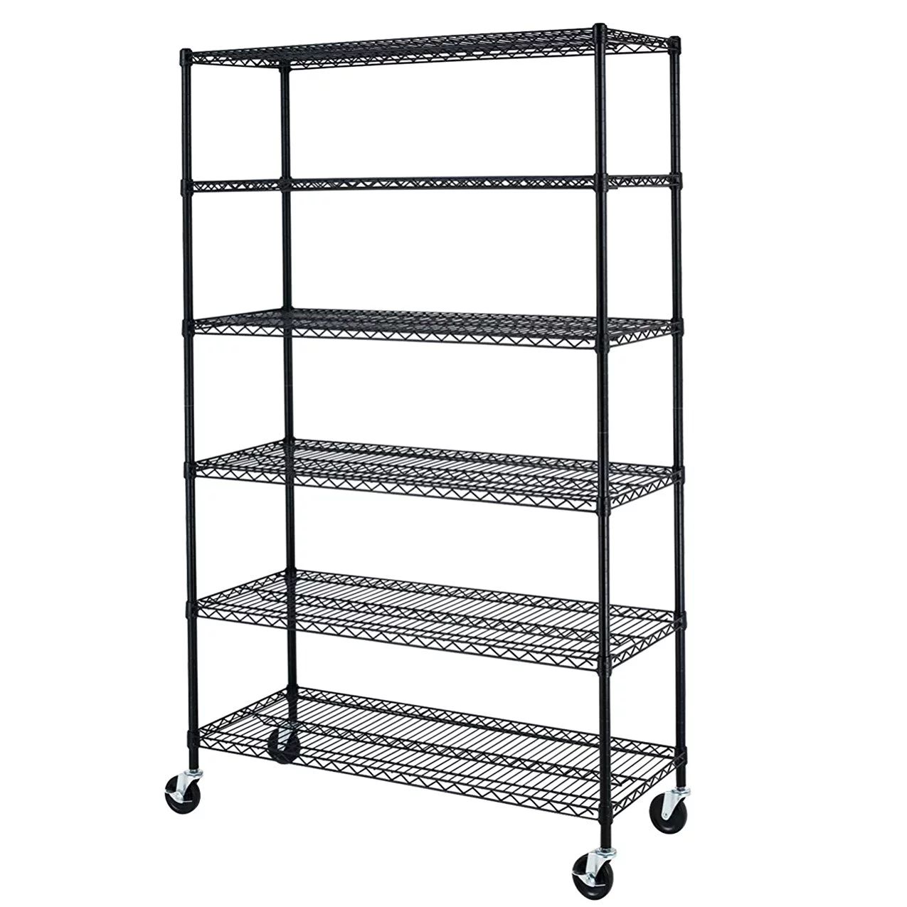 Black Commercial 6 Tier Shelf Adjustable Steel Wire Metal Shelving Rack | Walmart (US)
