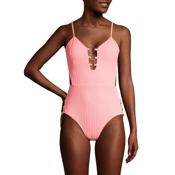 No Boundaries Juniors' Ring Cut Out One Piece Swimsuit | Walmart (US)