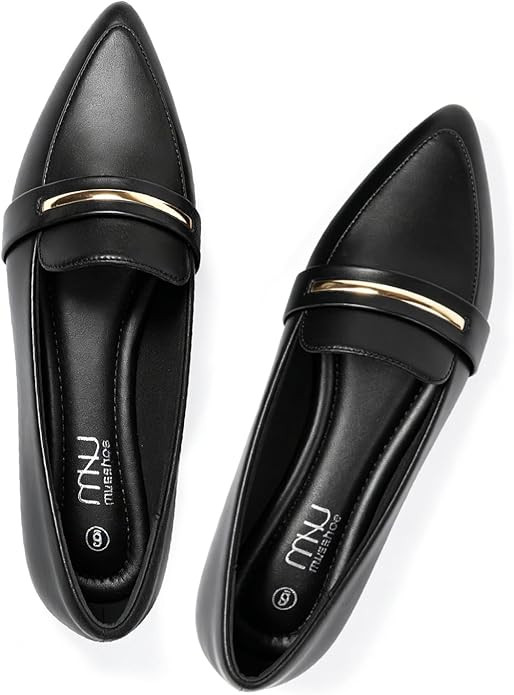 MUSSHOE Loafers for Women Pointed Toe: Dressy Gold Bit Flats, Suede BusinessCasual Slip On Shoes ... | Amazon (US)