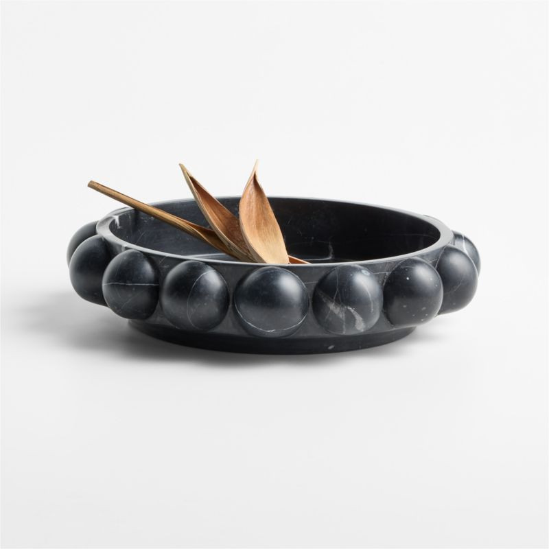 Tie Break Round Black Marble Centerpiece Bowl by Venus Williams | Crate & Barrel