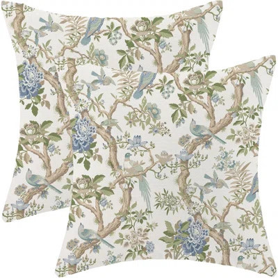 Spring Pillow Covers 18 X 18 Inch Set Of 2 For Vintage Flowers Bird Decor Throw Pillows Plant Farmhouse Outdoor Decorative Cushion Cases For Couch Bed | Wayfair North America