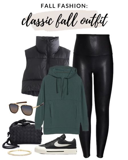 Comfy, casual and cute fall outfit idea! SPANX faux leather leggings, Amazon puffer vest and an oversized activewear pullover! The perfect casual fall look! 

#fallfashion 

Casual fall outfit. Spanx leggings. Amazon fashion. Amazon puffer vest. Nike platform sneakers  

#LTKstyletip #LTKSeasonal #LTKfindsunder100