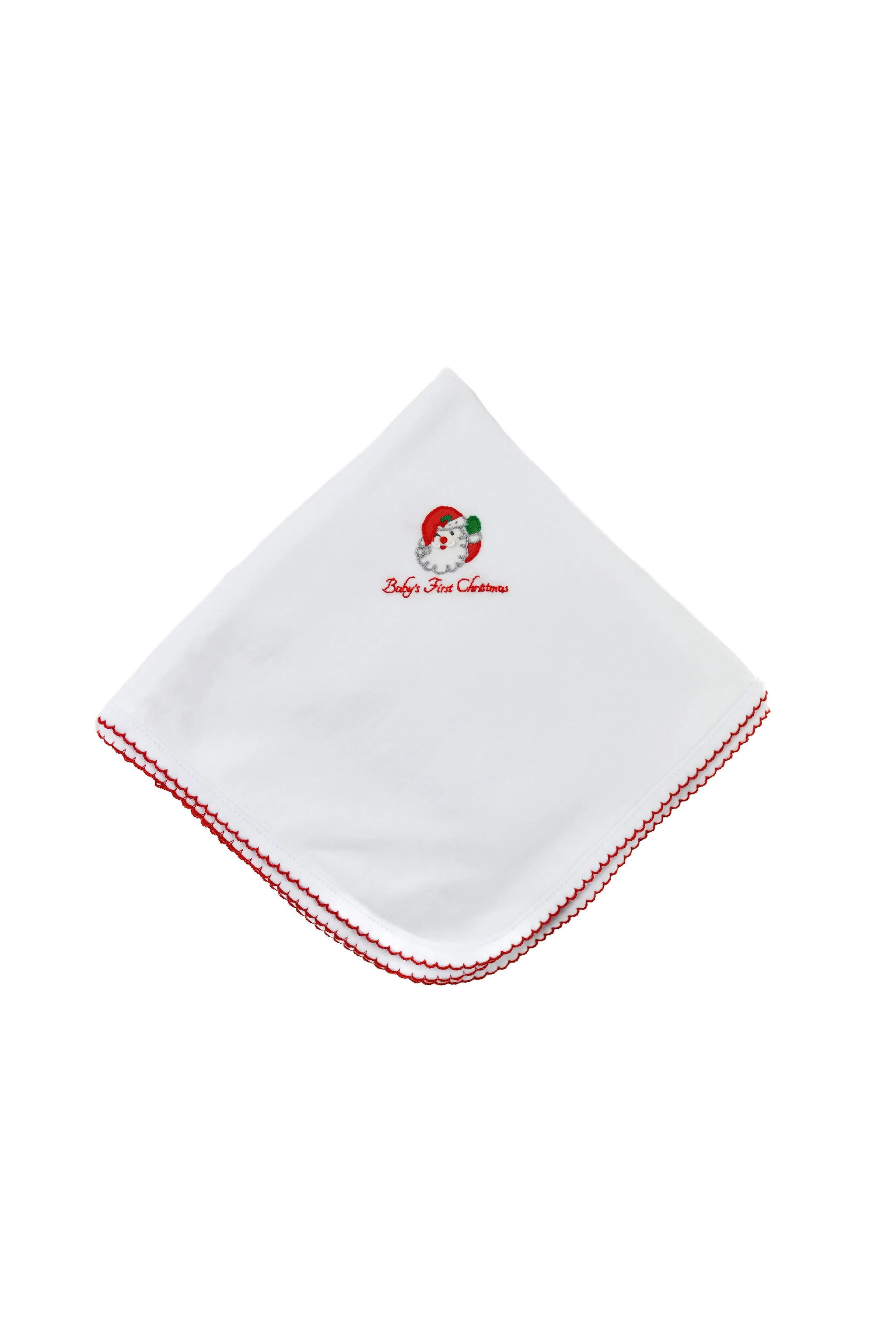 Magnolia Baby Winking Santa Embroidered Baby's First Receiving Blanket - White | JoJo Mommy