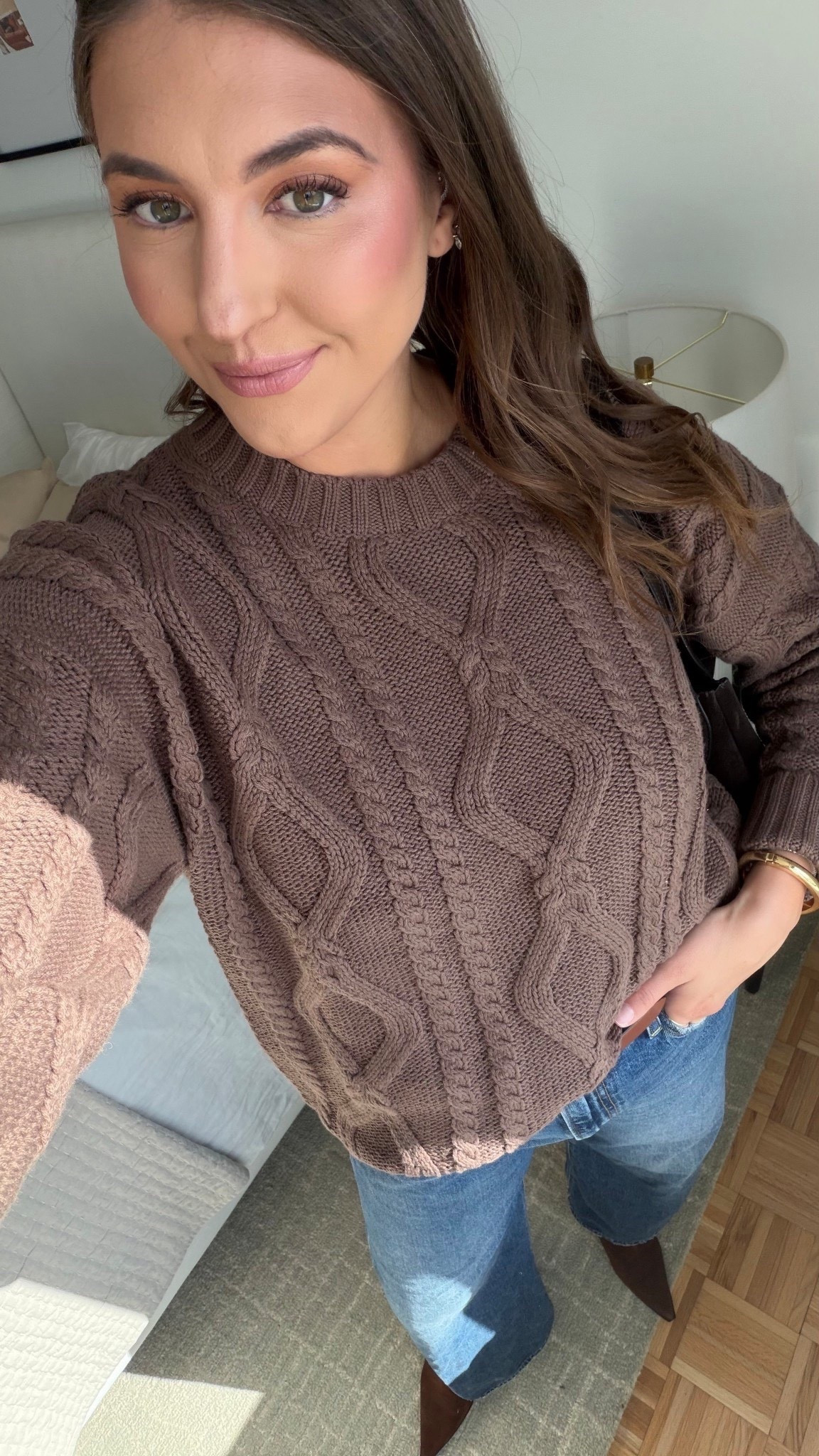 A classic fall uniform I always come back to. A cozy cable knit sweater styled with straight-leg denim and boots is effortless, comfortable, and easy to dress up or down for everyday wear.

Keywords: cable knit sweater, brown sweater outfit, fall outfit ideas, neutral fall outfit, everyday fall style, casual chic outfit, classic denim outfit, cozy fall look, women’s fall fashion, timeless wardrobe staples

#LTKWorkwear #LTKSeasonal #LTKTall