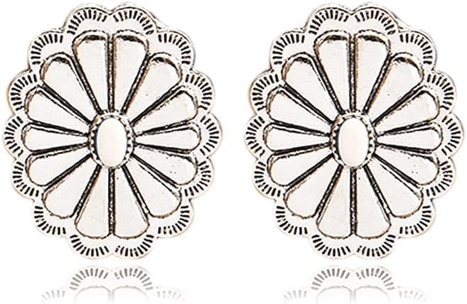 Bohemian Western Natural Turquoise Geometric Flower Drop Dangle Earrings Statement Cowgirl Ethnic... | Amazon (US)