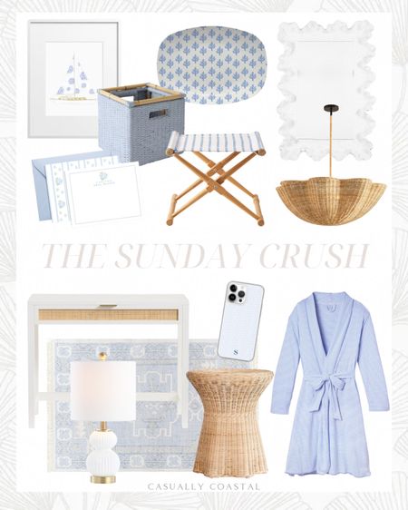 This week’s Sunday Crush! 🌊 Several items are currently on sale! 
-
Coastal style, coastal home decor, coastal decor, beach home, beach house decor, personalized floral hydrangea stationary, gifts for her, Mother’s Day gifts, pierce wicker side table, coastal side table, round side tables, woven side tables, rectangular mirror, coastal mirror, coral mirror, Ballard designs mirrors, bathroom mirrors, entryway mirrors, cane writing desk, coastal desk, pottery barn desks, coastal stripe phone case, iPhone cases, teak camp stool, outdoor seating, Amazon lamps, white lamps, coastal table lamp, runner rug, amazon rugs, coastal rugs, beach house rugs, living room rugs, blue & white rugs, woven pendant light, coastal pendant lights, coastal lighting, pottery barn lighting, organization bins, pima robes, LAKE pajamas, spring bathrobes, summer bathrobes, women’s gift ideas,, coastal robe, platters, coastal artwork, hydrangea sailboat watercolor art, beach house art, 8x10 rugs, 5x8 rugs, bedroom rugs 

#LTKfindsunder100 #LTKfindsunder50 #LTKhome