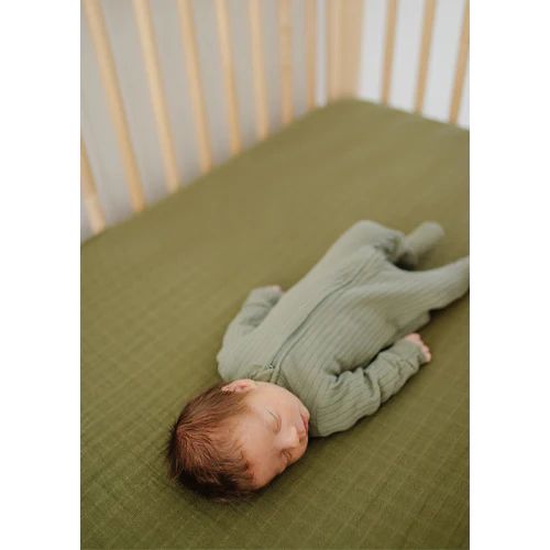 Moss Green Crib Sheet | SpearmintLOVE