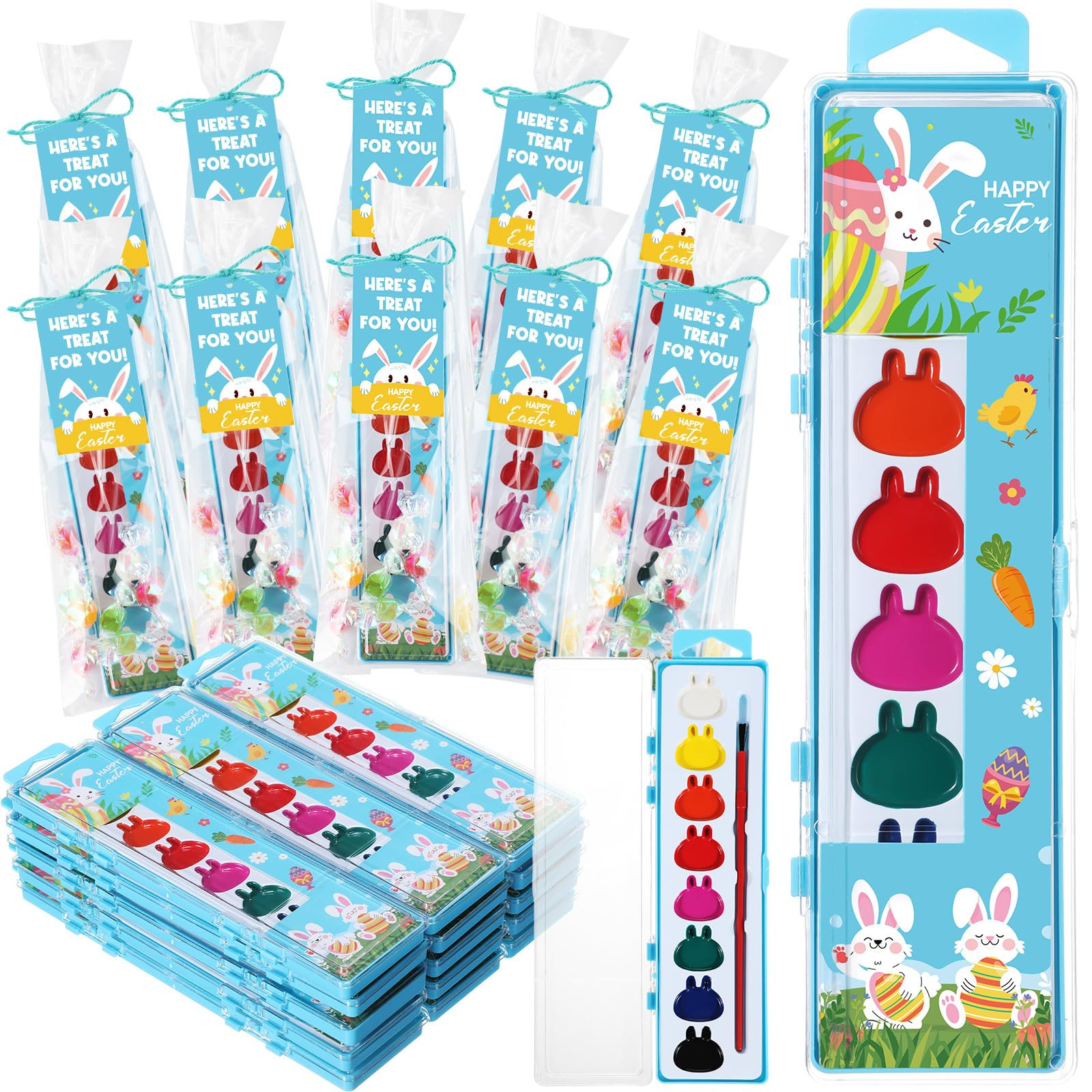 24 Sets Easter Bunny Watercolor Paint Set Gift Water Color Painting Kit for Kids Include 8 Washab... | Amazon (US)