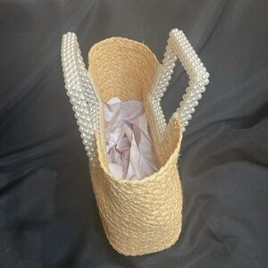 Straw Bag with Faux Pearl Handles | Poshmark