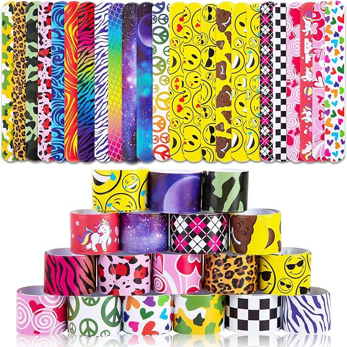 LovesTown Slap Bracelets for Kids, 48 PCS Snap Bracelets Bulk Party Favors Goodie Bag Stuffers Ex... | Amazon (US)