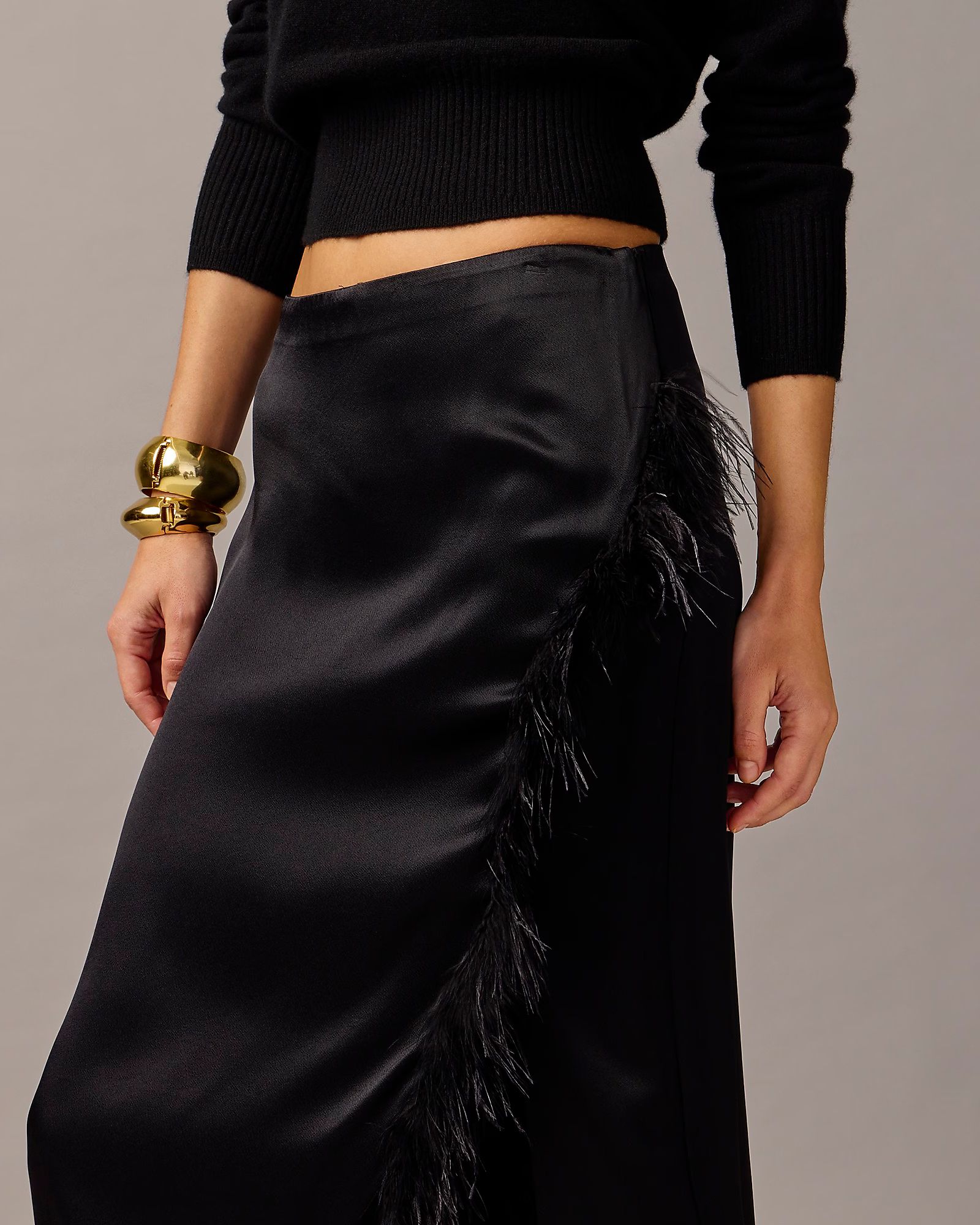 Collection feather-trim wrap skirt | J.Crew US