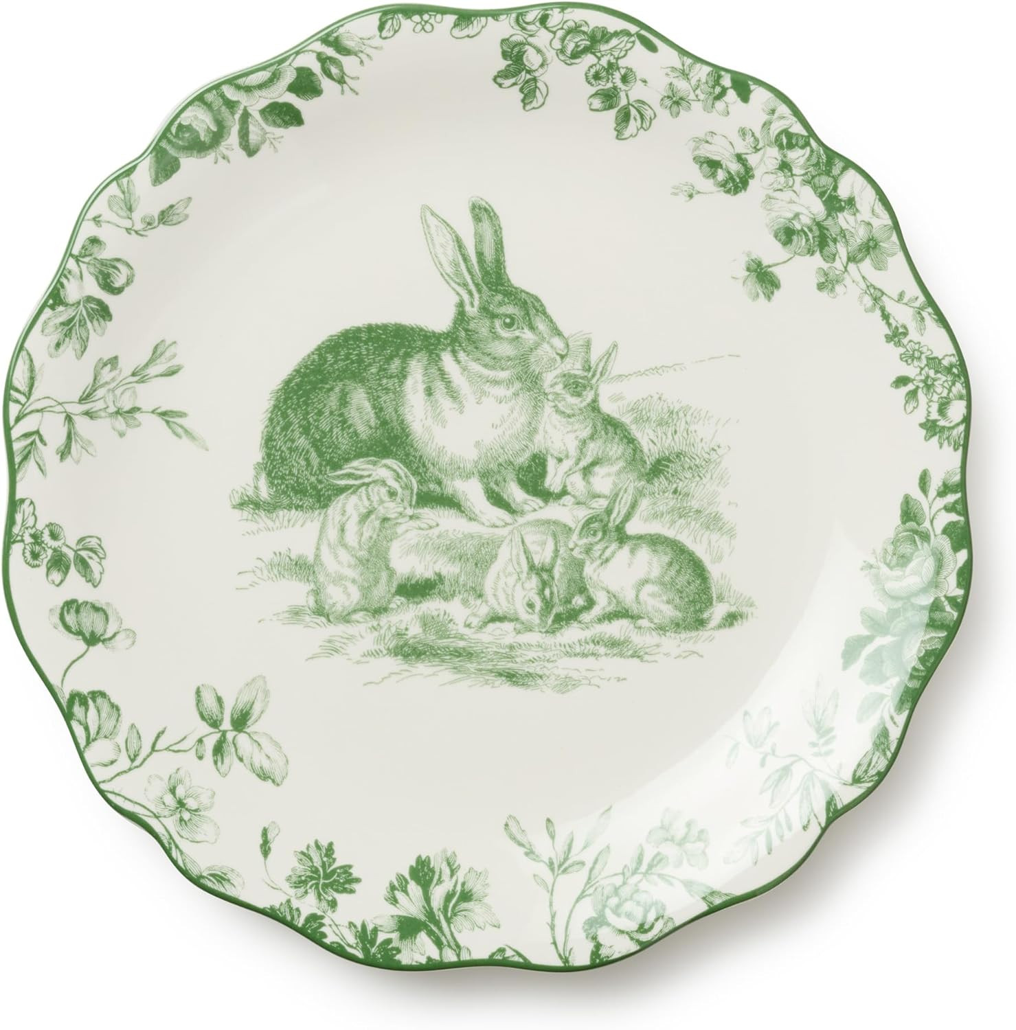 Le Jardin 11 Inch DINNER PLATES, SET OF 4 – Green Bunny Spring Stoneware for Easter Meals, Gard... | Amazon (US)