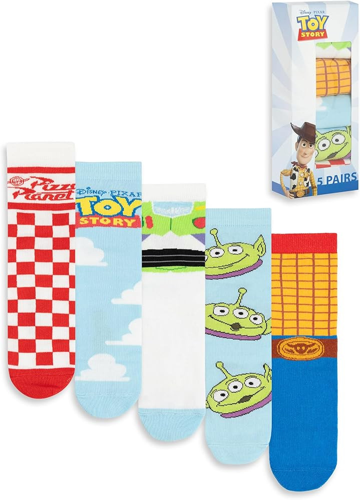 Disney Toy Story Unisex Calf Socks Set of 5 | Multicoloured Pizza Planet & Character Prints | Eve... | Amazon (US)