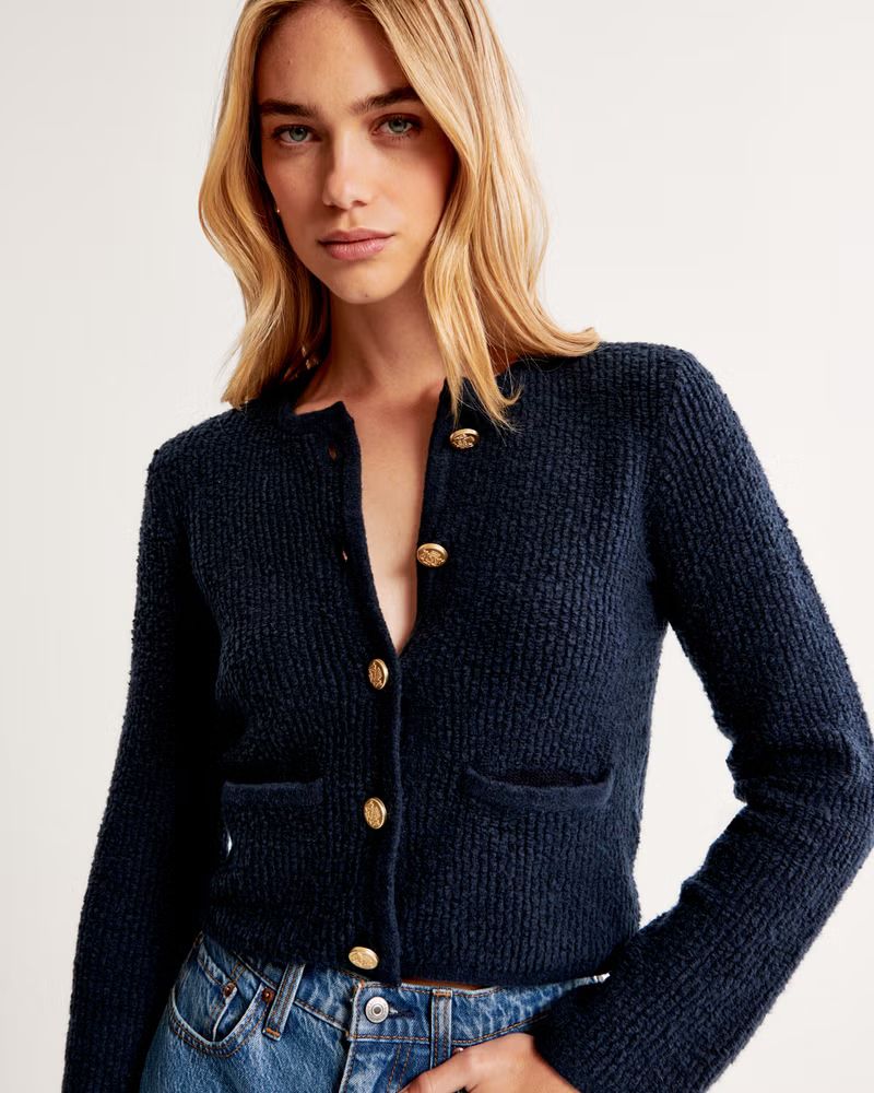 Collarless Sweater Cardigan | Abercrombie & Fitch (UK)