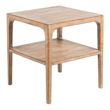 Indio Whitewash Reclaimed Pine End Table with Shelf | World Market